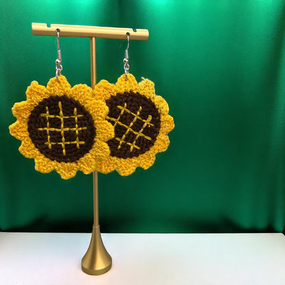 Bloom in Boho Style: Colorful Knit Sunflower Earrings! 🌻