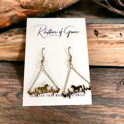 Gallop into Elegance: Stunning Horse Dangle Earrings - Rhythms of Grace Creative