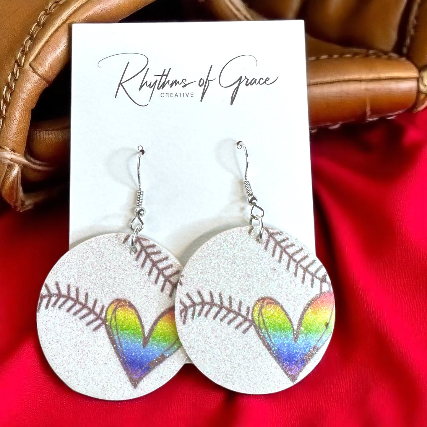 Swing into Style with Our Rainbow Heart Baseball Dangle Earrings! ⚾️🏳️‍🌈
