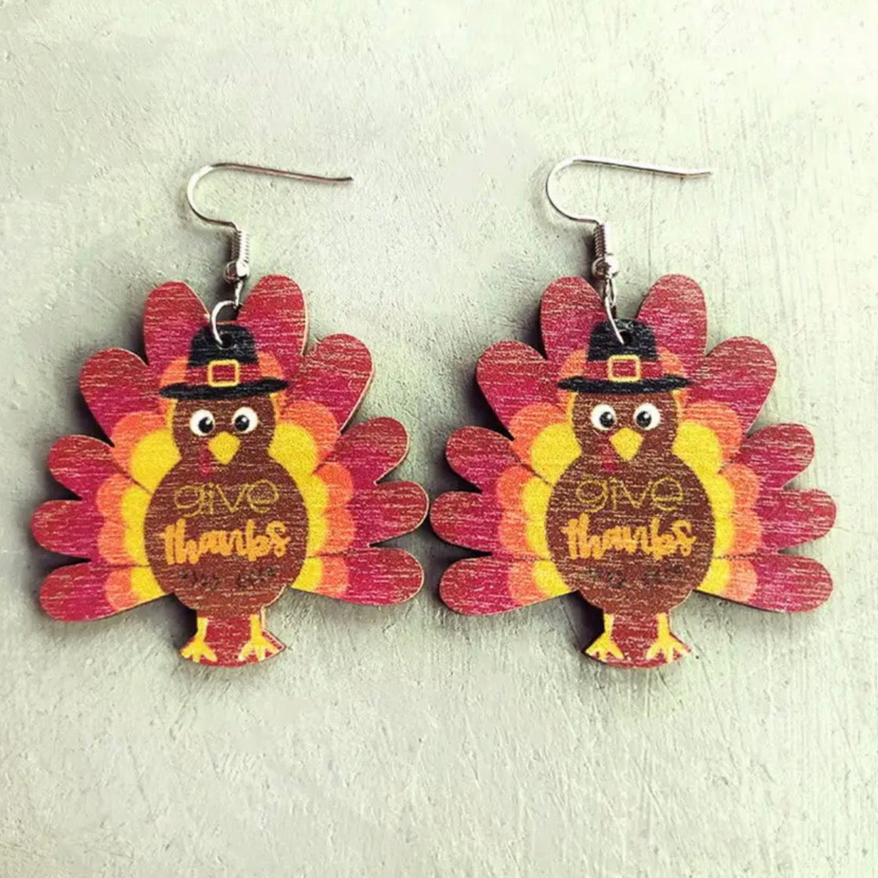 Turkey Earrings - Thanksgiving Earrings, Thanksgiving Accessories, Turkey Trot, Thanksgiving Turkey Earrings - Rhythms of Grace Creative