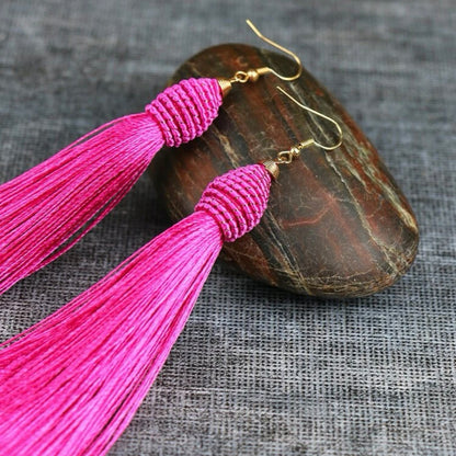 Tassel Power: Colorful Statement Dangle Earrings in 7 Bold Shades