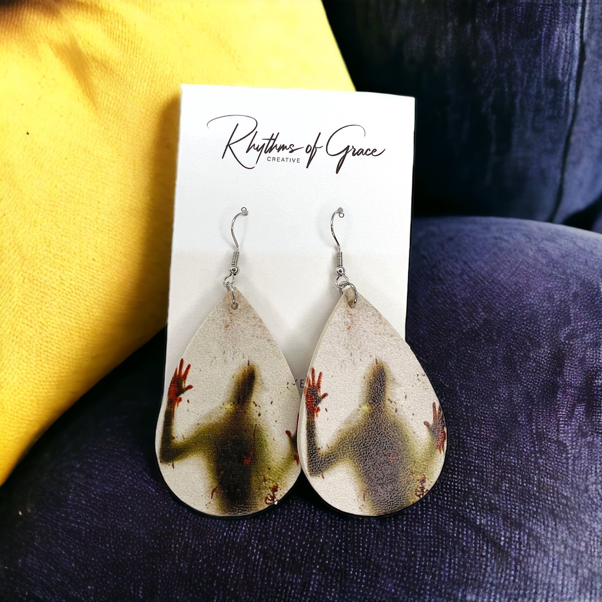 True Crime Earrings - Halloween Earrings, Haunted House, Spooky Vibes, Halloween Earrings, Halloween Costume, Bloody Halloween - Rhythms of Grace Creative