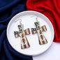 Patriotic "In God We Trust" American Flag Cross Earrings - Unique Faith Design