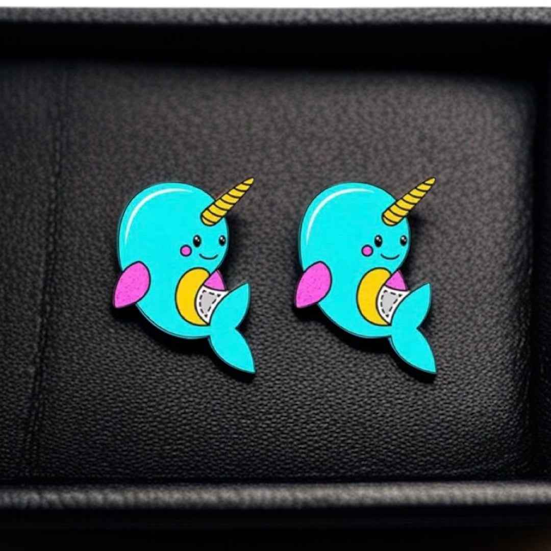 Whimsical Narwhal Studs: Dive into Adorable Handmade Jewelry!