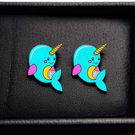 Whimsical Narwhal Studs: Dive into Adorable Handmade Jewelry!