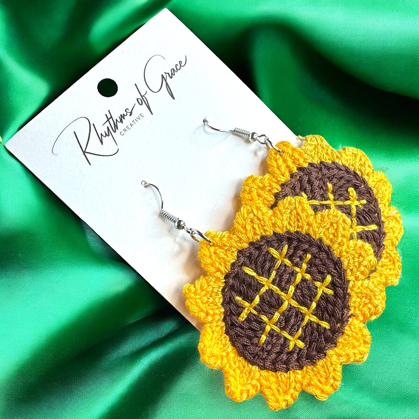 Bloom in Boho Style: Colorful Knit Sunflower Earrings! 🌻