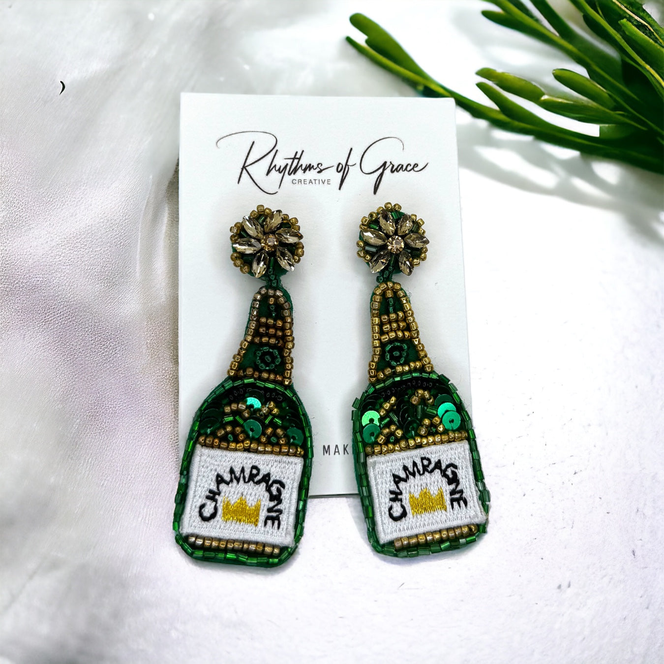 Beaded Champagne Earrings - Pop the Style! 🥂