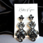 Elegant Black and Gray Dangle Rhinestone Earrings