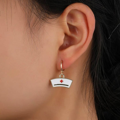 Saint Nurse Hat Hoop Earrings - Celebrate Healthcare Heroes with Dainty Jewelry!