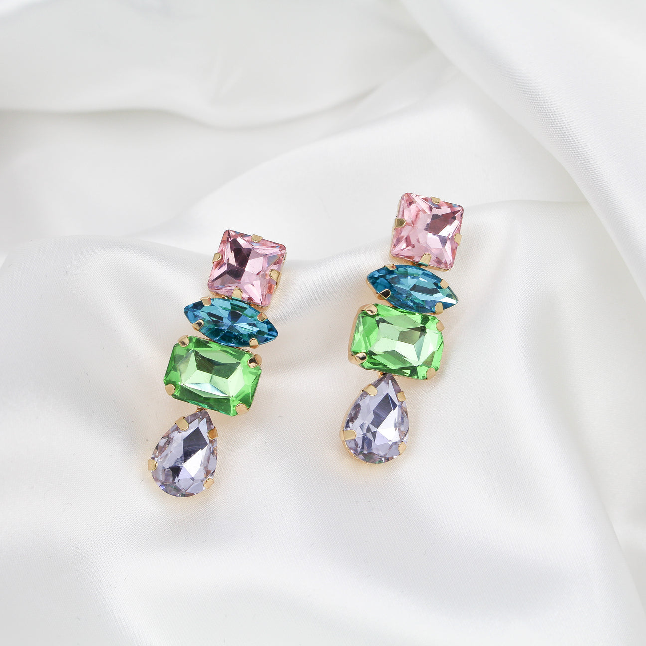 Sparkle in Style: Pastel Rhinestone Drop Earrings - Rhythms of Grace Creative