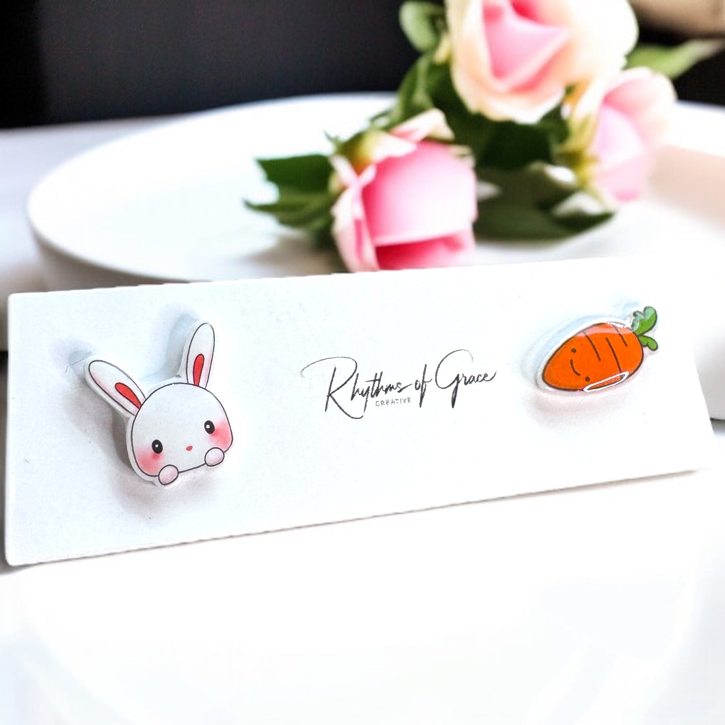 Adorable Duo Stud Earrings – Moo, Hop, and Delight! 🎉