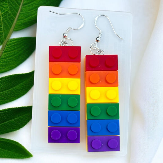 Colorful Love: Rainbow Block Dangle Earrings for Proud Hearts!