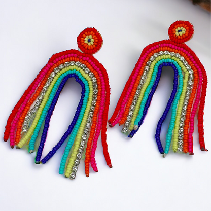 Beaded Rainbow Earrings - Celebrate Love & Joy! 🌈