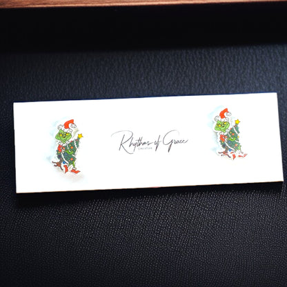 Grinchy Glam: Christmas Stud Earrings!🎄