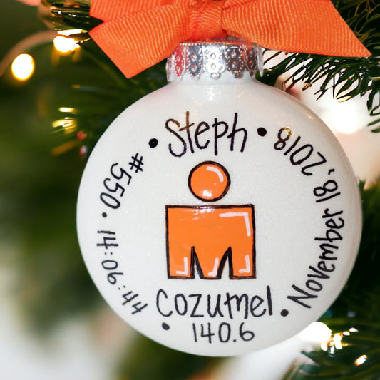 Custom Hand-Painted Triathlon Ornament - Personalized Runner Holiday Decoration