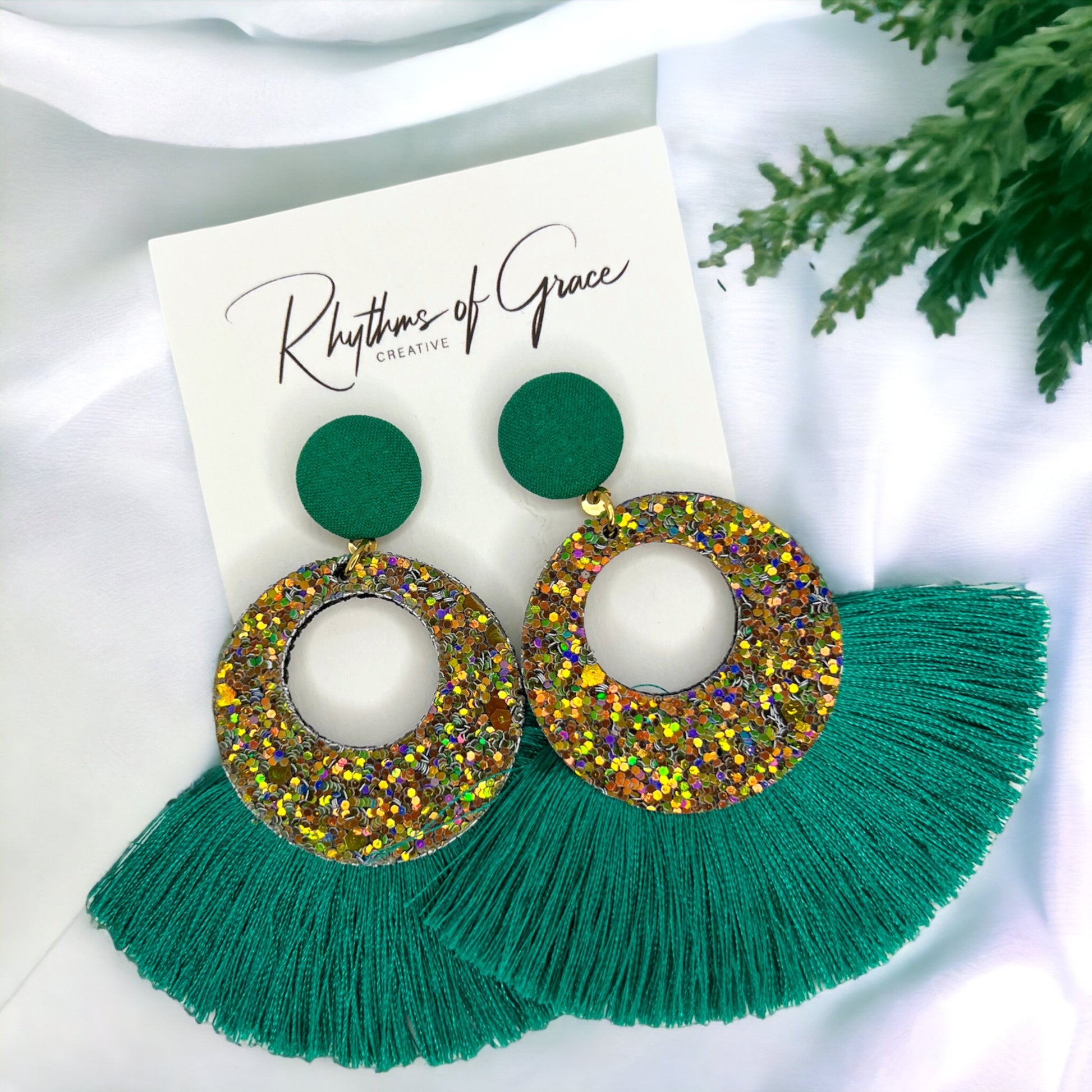 Get Your Sparkle On: Dazzling Green Glitter Fringe Earrings! - Rhythms of Grace Creative