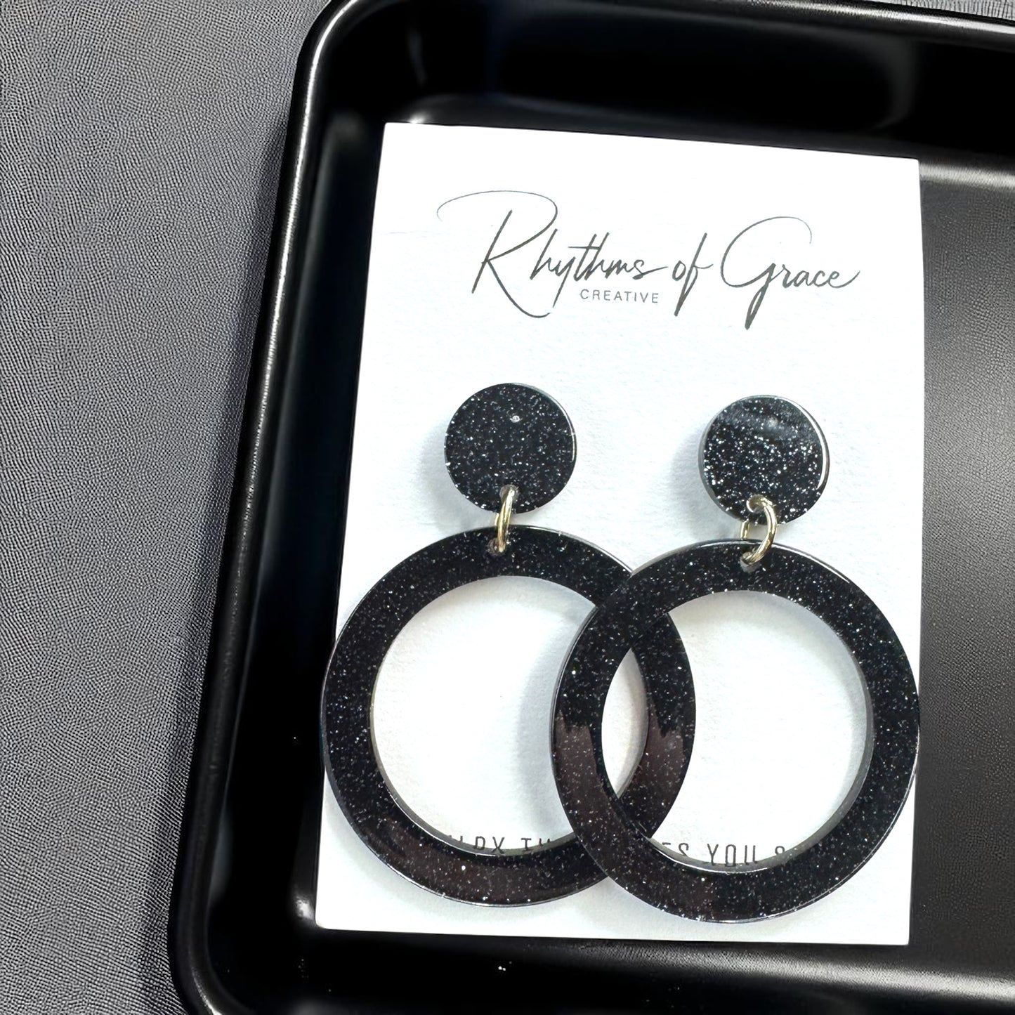 Sparkle & Shine with Handmade Black Glitter Round Dangle Earrings ✨