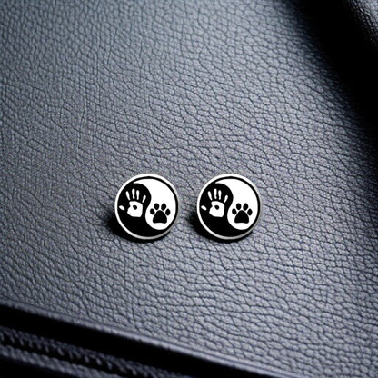 Yin Yang Harmony: Human Hand & Dog Paw Stud Earrings