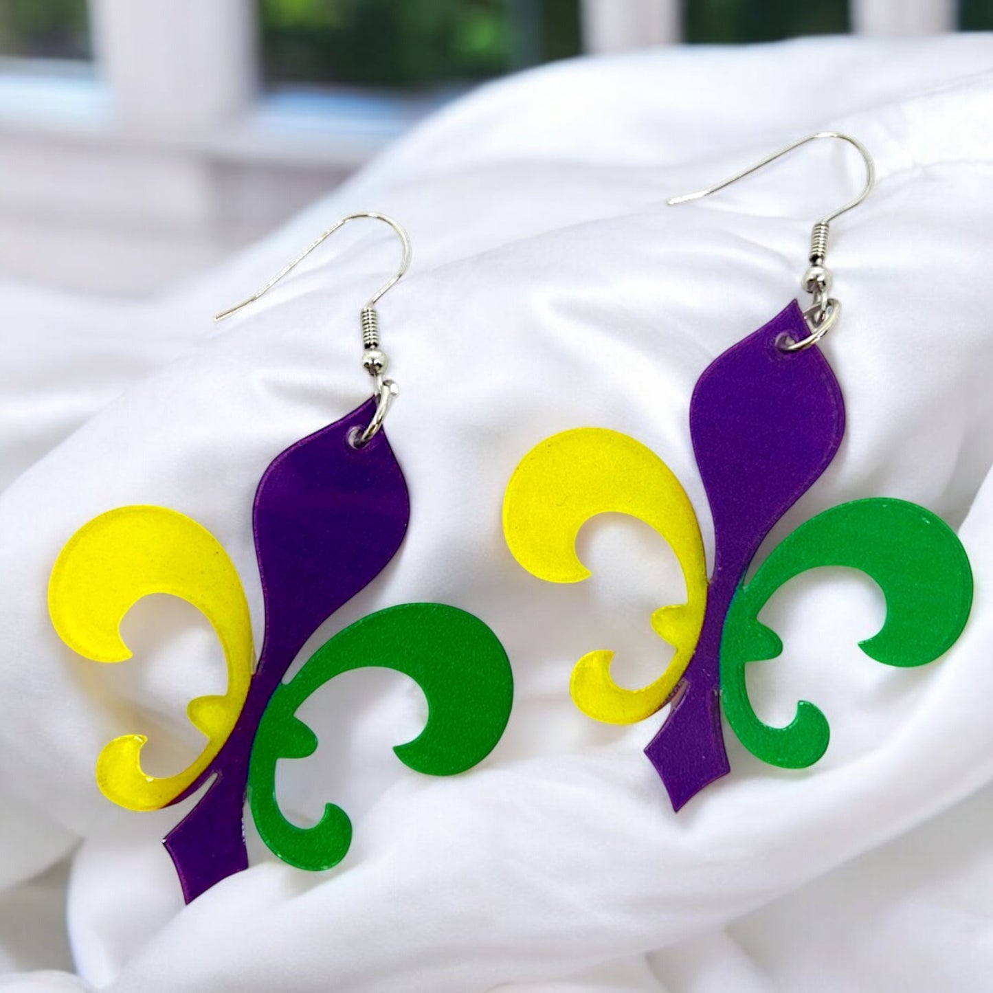 Fleur de Lis Dangle Earrings: Sparkle & Celebrate Mardi Gras in Style! - Rhythms of Grace Creative