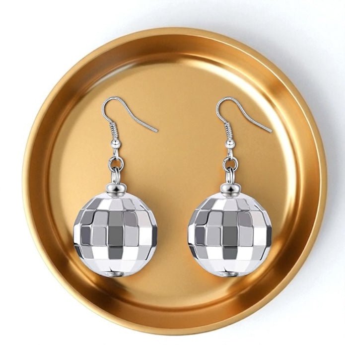 Drop It Like It’s Disco – Silver Ball Party Earrings - Rhythms of Grace Creative