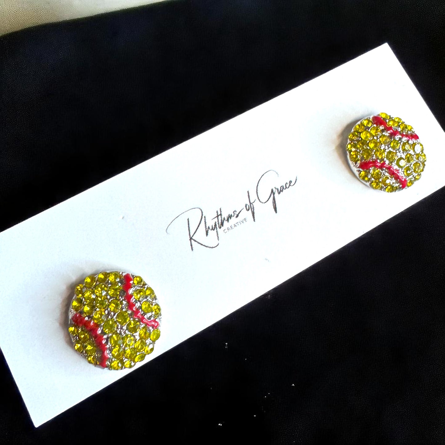 Score Big with Sparkle! Rhinestone Sports Stud Earrings