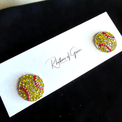 Score Big with Sparkle! Rhinestone Sports Stud Earrings