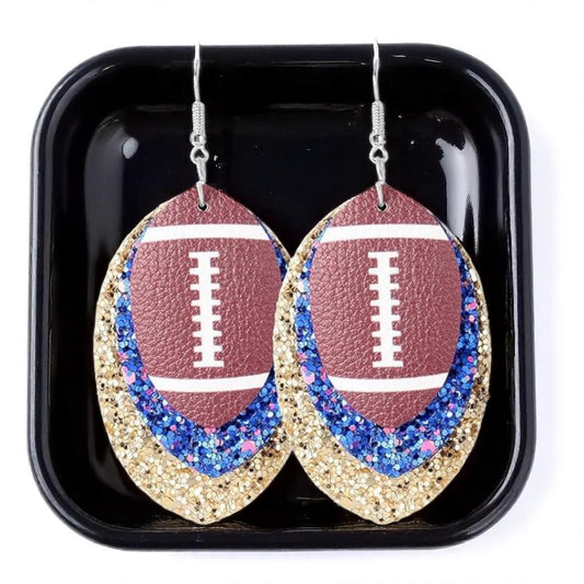 Score Big with Blue and Gold Football Earrings!