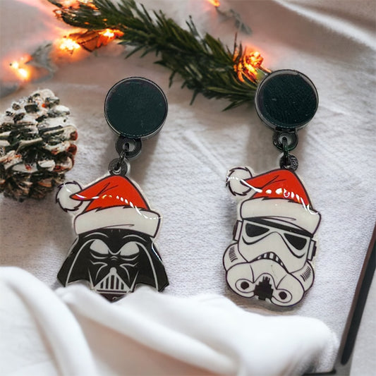 Sci Fi Earrings - Handmade Jewelry, Science Fiction Earrings, Stormtrooper Earrings, Handmade Earring, Christmas Earrings - Rhythms of Grace Creative