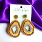 Dazzling Purple & Gold Glitter Geode Drop Earrings - Sparkle in Style!