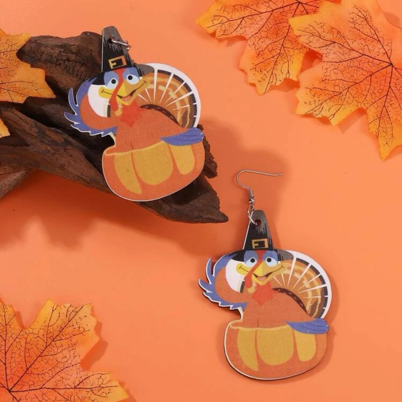 Turkey Earrings - Thanksgiving Earrings, Thanksgiving Accessories, Turkey Trot, Thanksgiving Turkey Earrings - Rhythms of Grace Creative