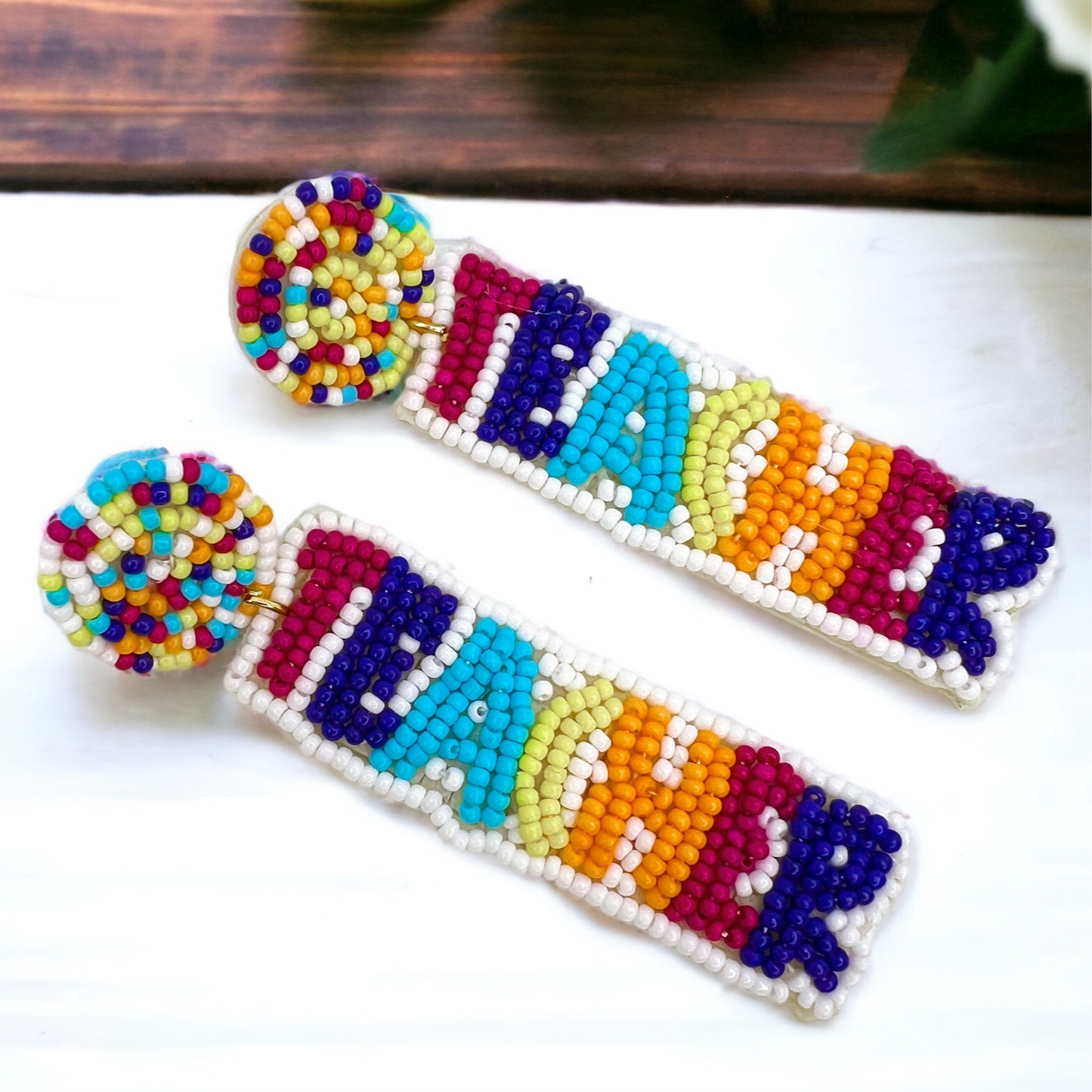 Beaded Teacher Earrings – Celebrate Educators in Style! - Rhythms of Grace Creative