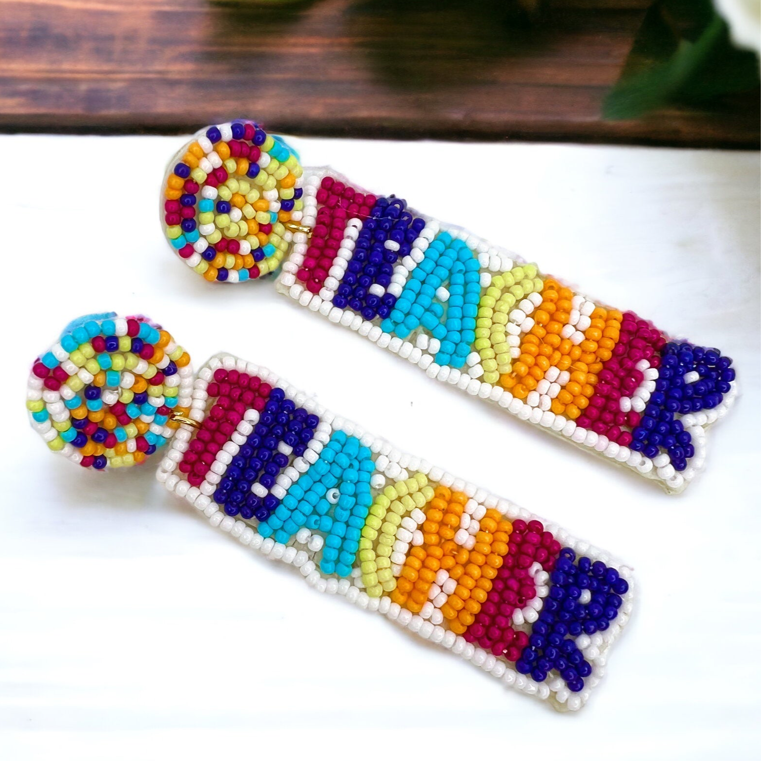 Beaded Teacher Earrings – Celebrate Educators in Style! - Rhythms of Grace Creative