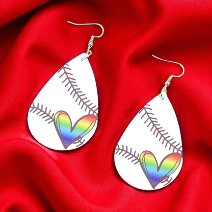 Swing into Style with Our Rainbow Heart Baseball Dangle Earrings! ⚾️🏳️‍🌈