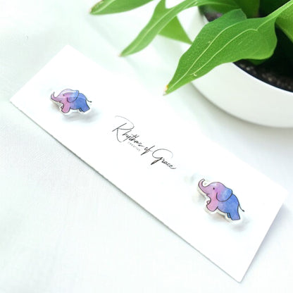 Adorable Elephant Stud Earrings - Two Delightful Designs! 