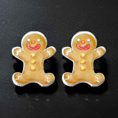 Gingerbread Man Studs - A Sweet Splash of Holiday Cheer! 🎄