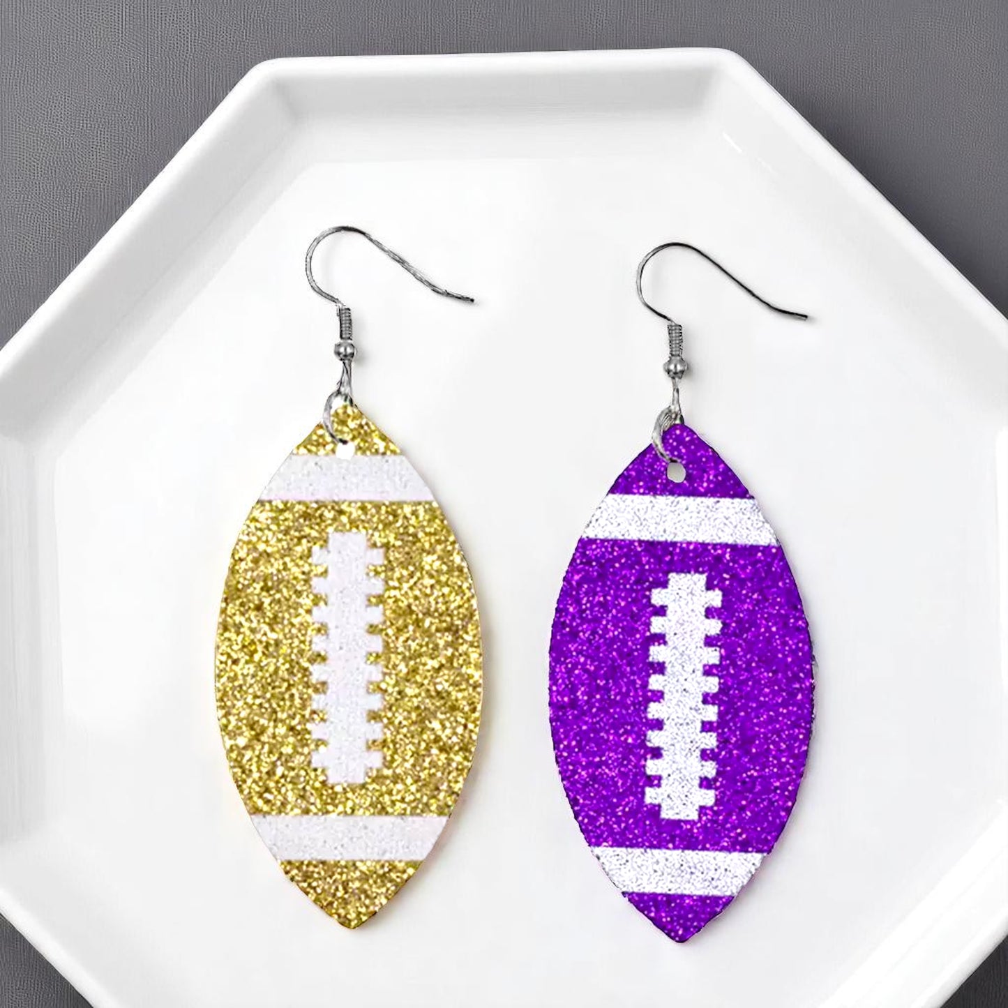 Score Big with Sparkle! Glitter Football Dangle Earrings 🏈