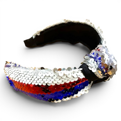 Patriotic Sequin Headband | Red, White & Blue Statement Accessory