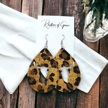 Western Teardrop Dangle Earrings with Bullhead Cutout - Rustic Charm