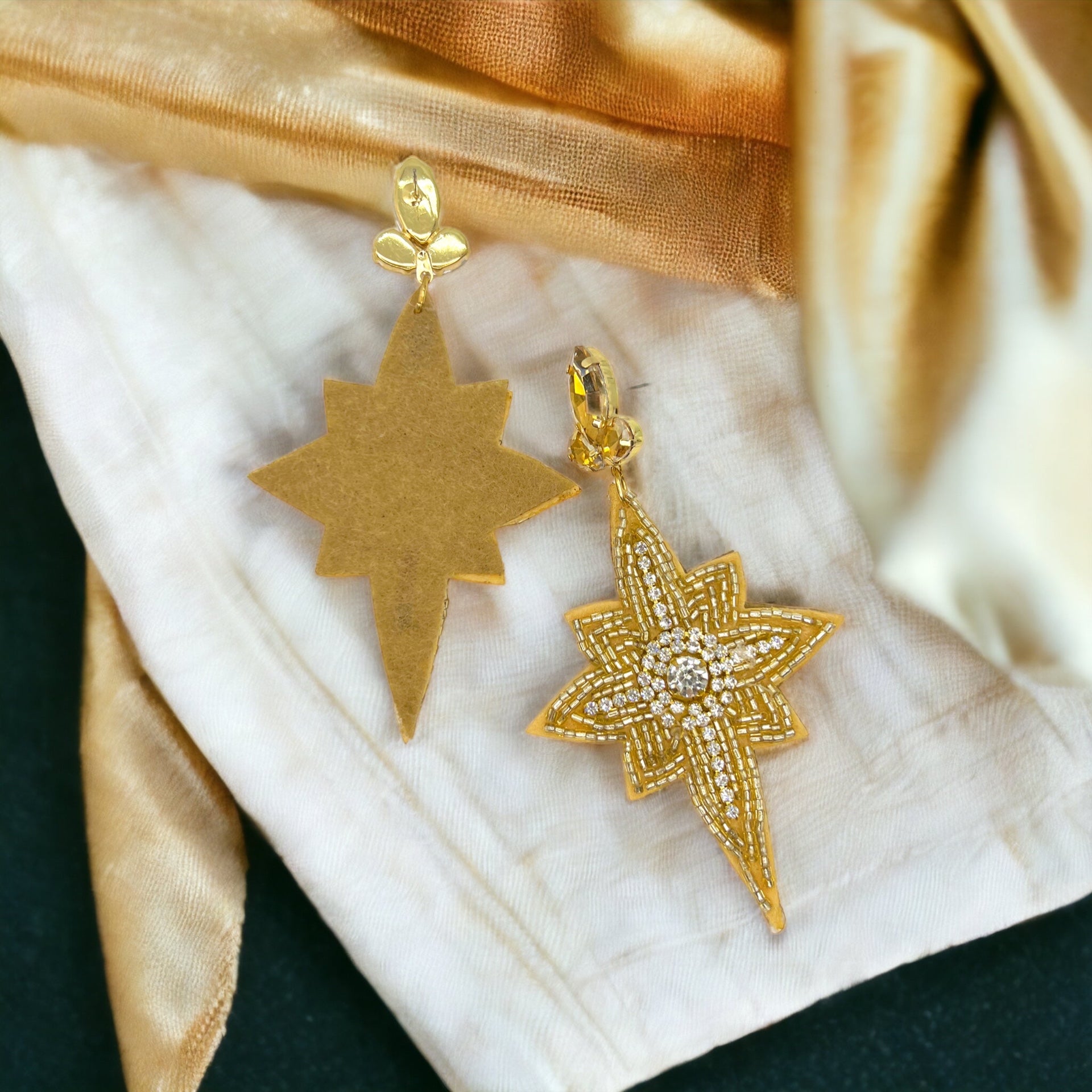 Gold Sparkle Earrings - Gold Beaded, Gold Earrings, Handmade Earrings, Beaded Earrings, Gold Accessories - Rhythms of Grace Creative