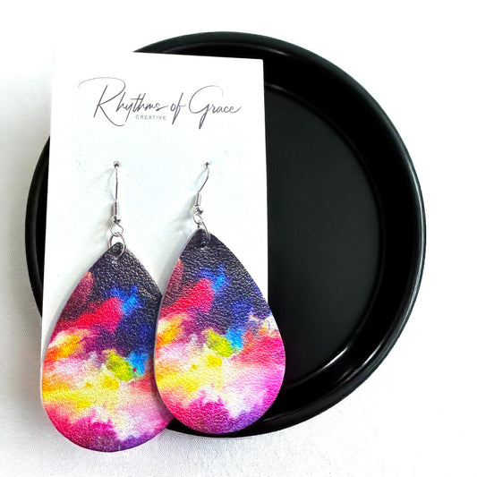 Vibrant Teardrop Dangle Earrings – Colorful Elegance in Every Drop!