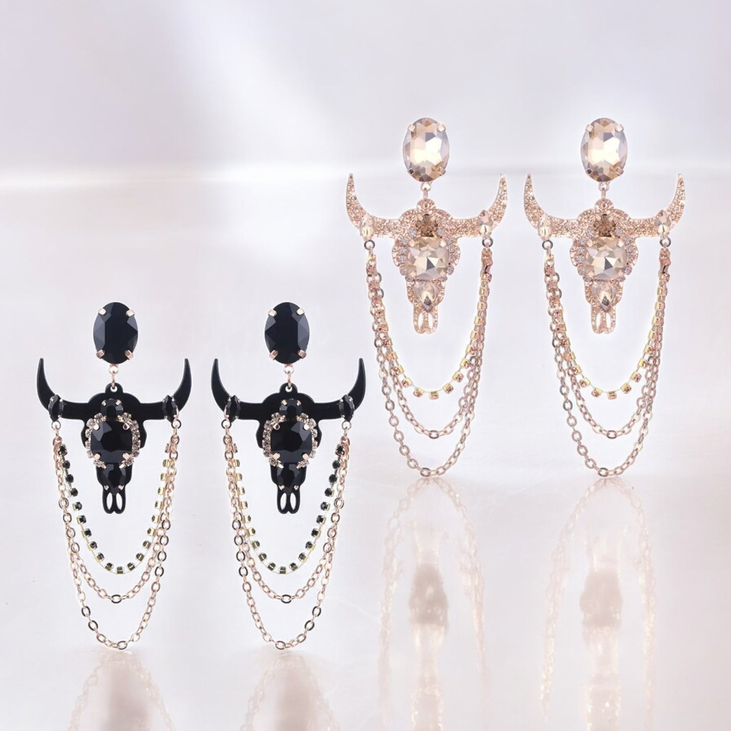 Stunning Western Inspired Rhinestone Dangle Earrings - Boho Jewelry Statement Piece