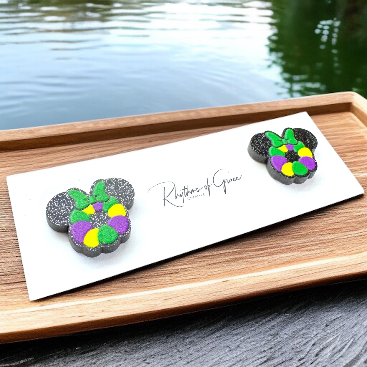 Get Your Festive Vibes On with Colorful Mardi Gras Mouse Ears Earrings!