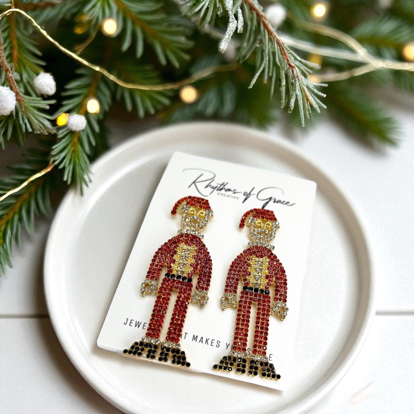 Sparkle and Shine with Santa! Oversized Rhinestone Santa Stud Drop Earrings! 🎅 - Rhythms of Grace Creative