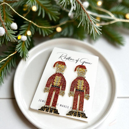 Sparkle and Shine with Santa! Oversized Rhinestone Santa Stud Drop Earrings! 🎅 - Rhythms of Grace Creative