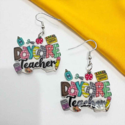 ABC’s & Sunshine: Colorful Daycare Teacher Earrings for Preschool Vibes