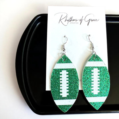 Score Big with Sparkle! Glitter Football Dangle Earrings 🏈