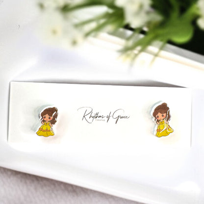 Enchanting Cartoon Princess Stud Earrings - Sparkle Like Royalty! 👑