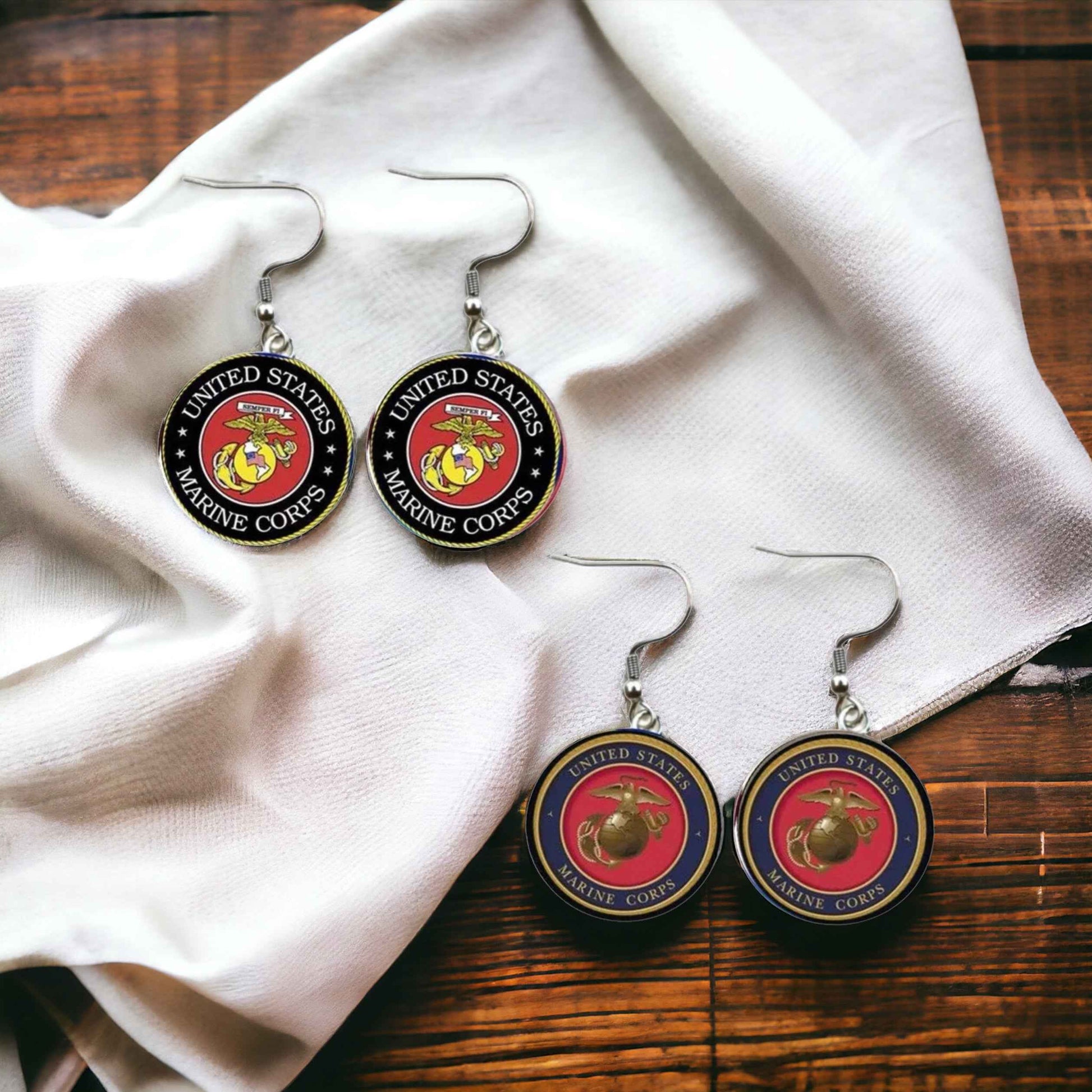 Military Mom Marvels: Marines Cabochon Dangle Earrings!