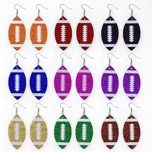 Score Big with Sparkle! Glitter Football Dangle Earrings 🏈