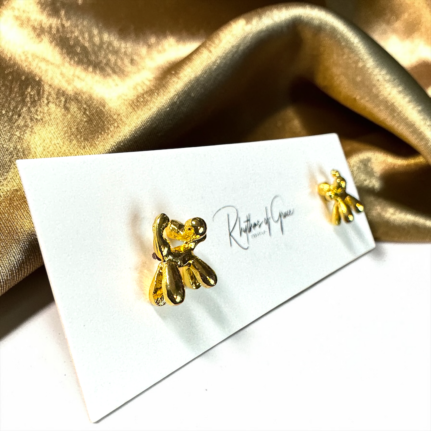Gold Balloon Dog Stud Earrings | Tiny Dainty Mardi Gras Jewelry | Minimalist Gold Animal Earrings | Lightweight Studs for Kids & Adults
